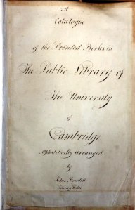 Title page of the UL's early catalogue of printed books