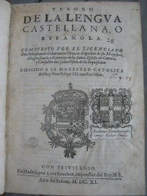Title page of Covarrubias' Tesoro (O*.9.17(C))