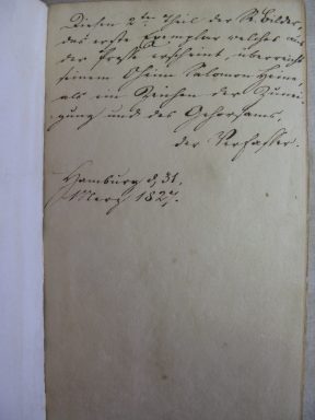Inscription by Heinrich Heine on F182.d.1.26